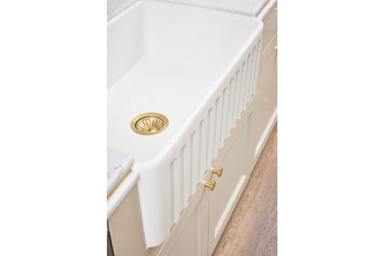 90 x 50mm Brushed Brass Basket Waste - Designer Bathware