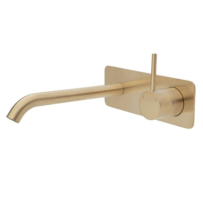 Kaya Up Wall Basin/Bath Mixer Set On Plate, 200mm Outlet Urban Brass