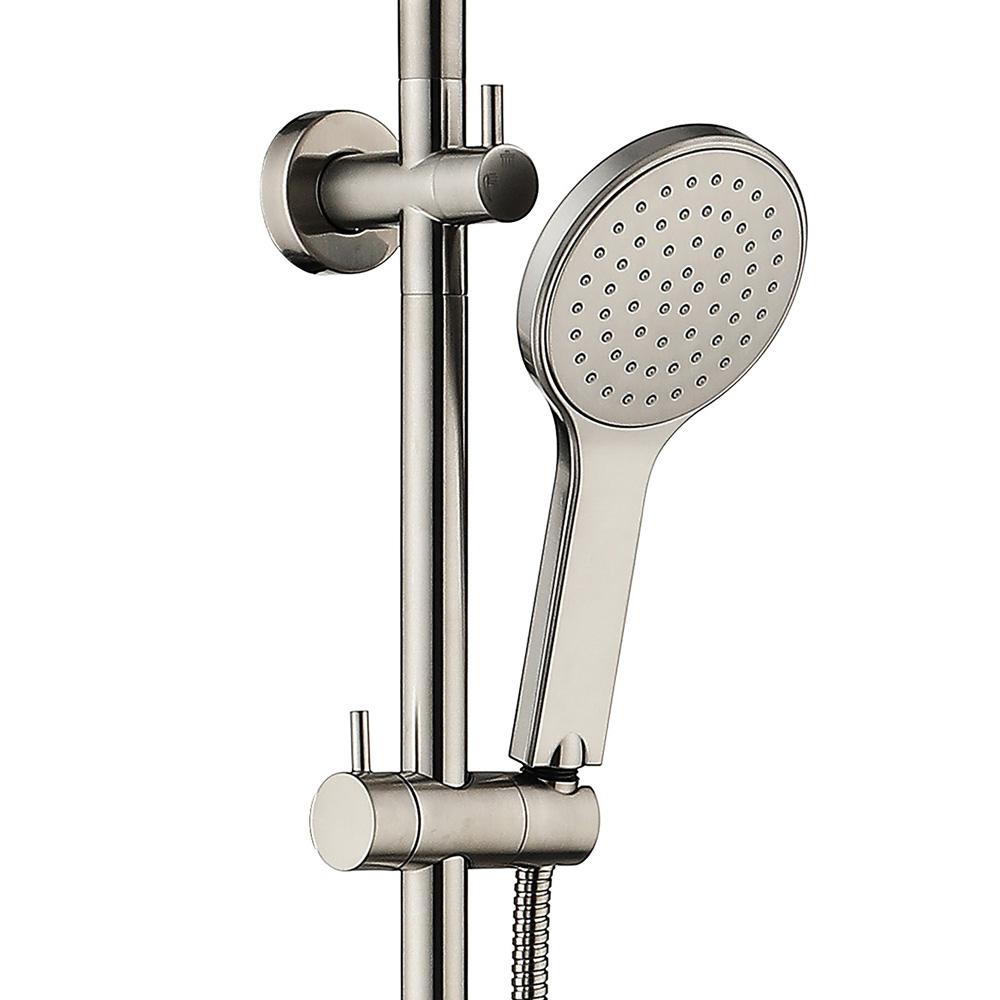 Kaya Twin Shower Rail with Handheld Brushed Nickel