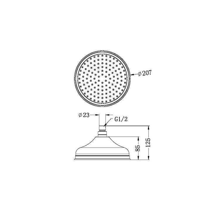 York Shower Head 200mm - Designer Bathware