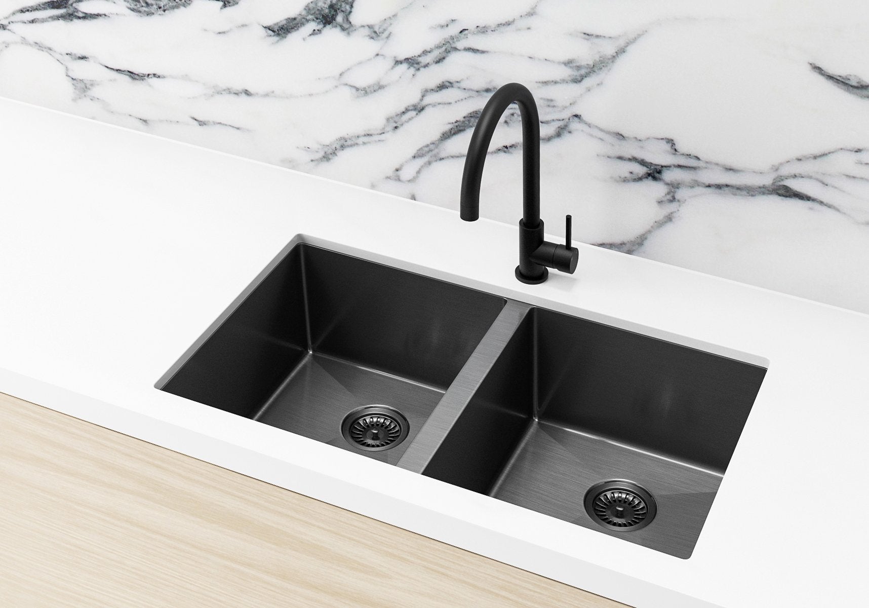 double-bowl-sink-brushed-gun-metal