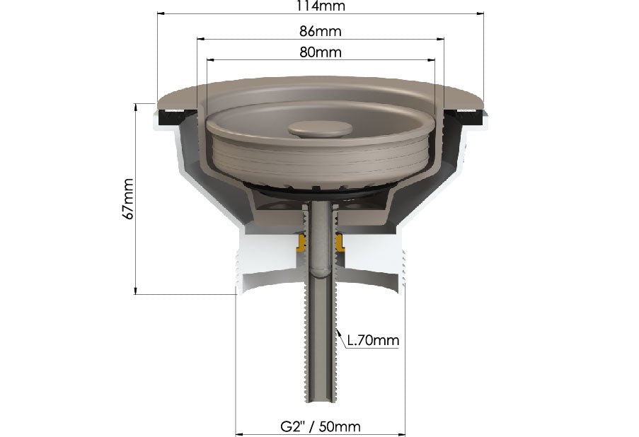 90 x 50mm Concrete Look Basket Waste - Designer Bathware