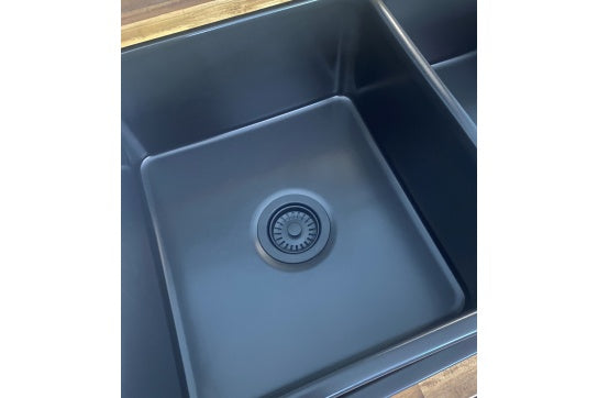 90 x 50mm Matte Black Basket Waste - Designer Bathware