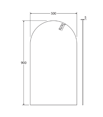 Arch Mirror, 500 x 900mm - Designer Bathware
