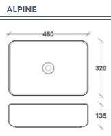 Alpine Above Counter Basin - Designer Bathware