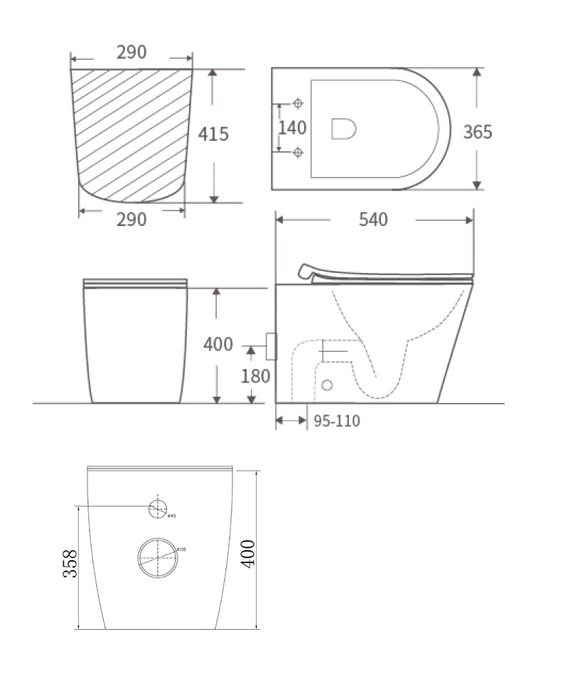 BNK Rimless Gloss White Wall Faced Toilet Pan - Designer Bathware