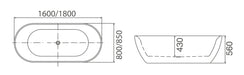 SORRENTO Oval Bath Tub 1600mm - Designer Bathware