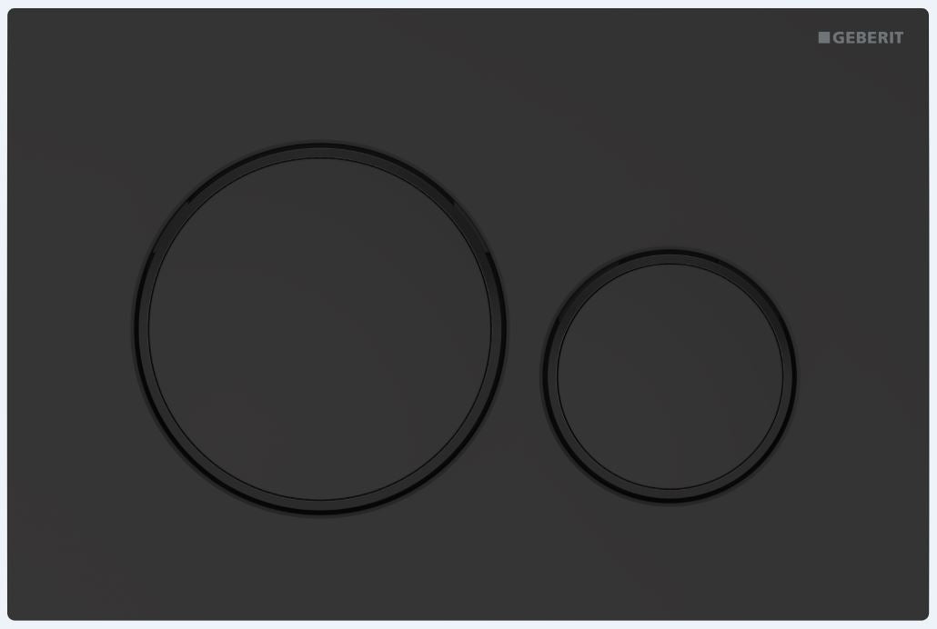 Sigma 20 Matte Black on Black Round Button Flush Plate - Designer Bathware