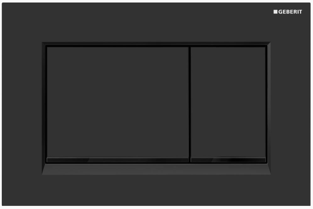 Sigma 30 Matte Black on Black Square Button Flush Plate - Designer Bathware