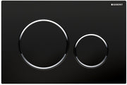 Sigma 20 Gloss Black & Chrome Trim Round Button Flush Plate - Designer Bathware