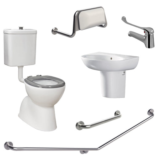 Accessible Toilet Care Kit 2 with Left-Hand 40° Rail - Designer Bathware