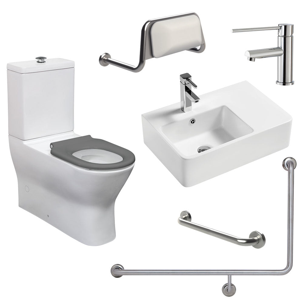 Accessible Delta Care Kit with Left-Hand 90° Rail - Designer Bathware