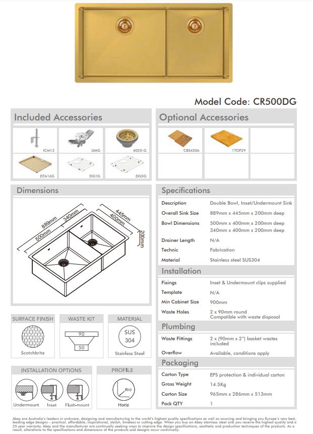 Piazza One & 3/4 Square Bowl - Designer Bathware