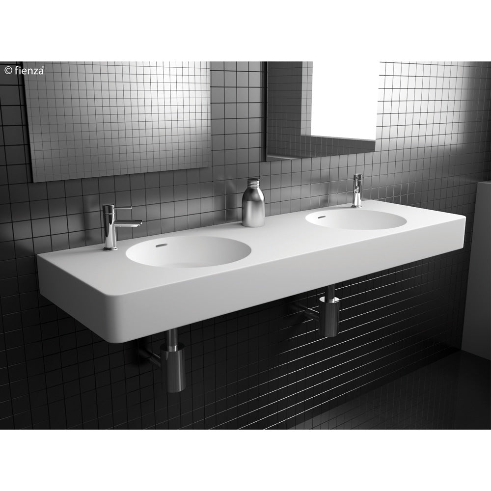 Encanto 1400 Solid Surface Wall-Hung Basin Double Bowl - Designer Bathware