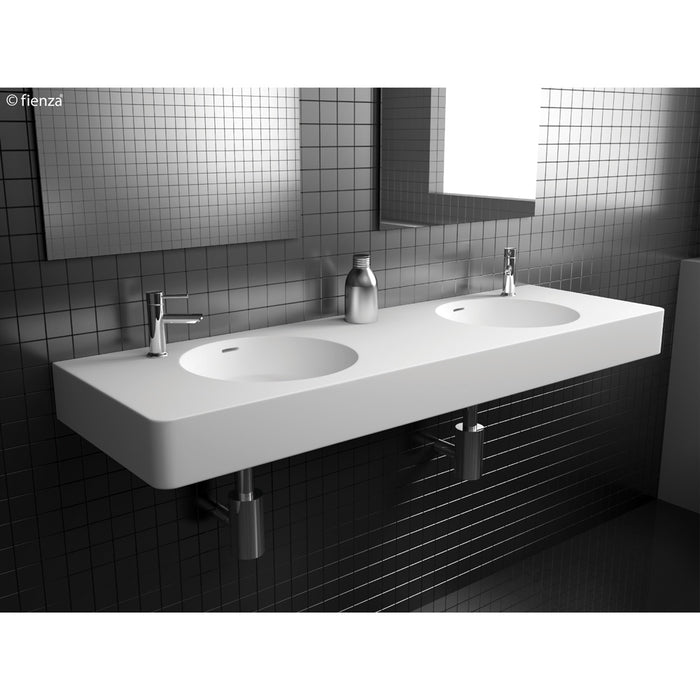 Encanto 1400 Solid Surface Wall-Hung Basin Double Bowl - Designer Bathware