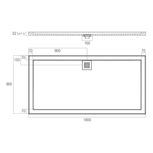 Oceano Stonelite Eco Shower Base 1800 x 900 - Designer Bathware