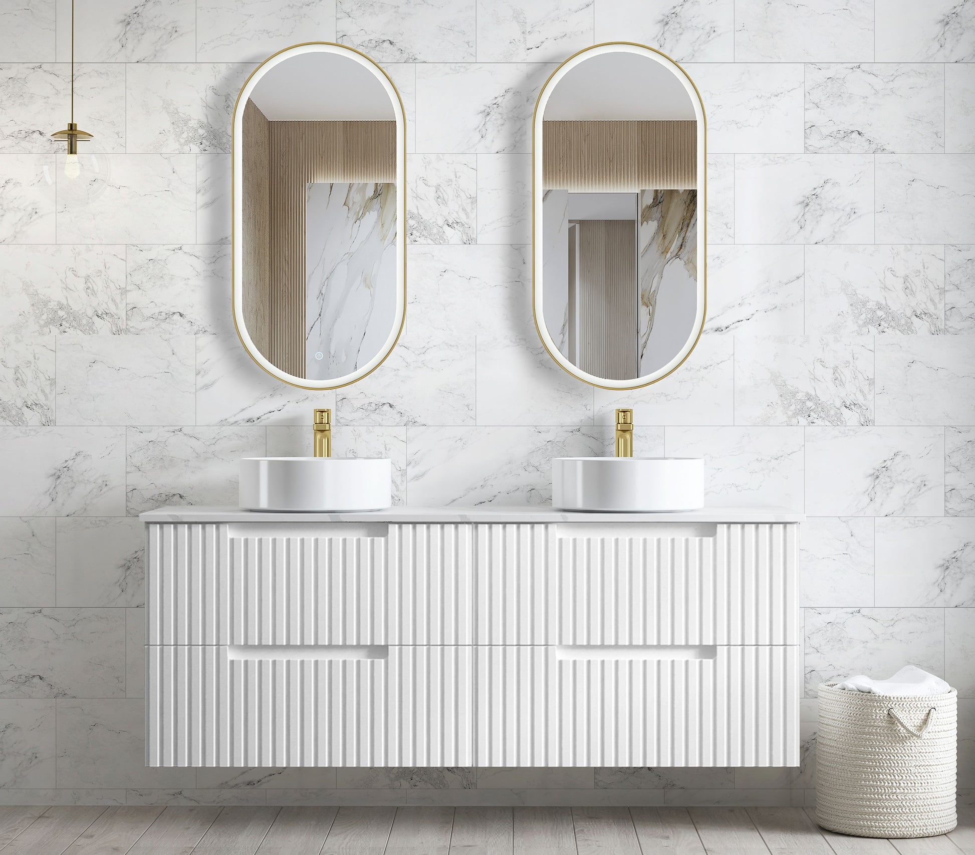 METAL FRAMED LED MIRROR GOLD - Designer Bathware