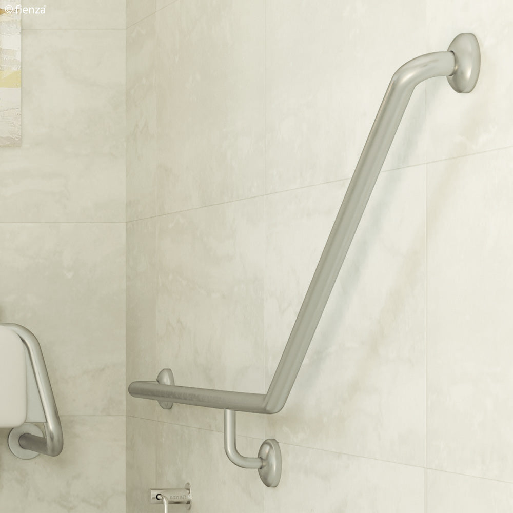 Care Accessible 40° Left-Hand Grab Rail, 900 X 700mm - Designer Bathware