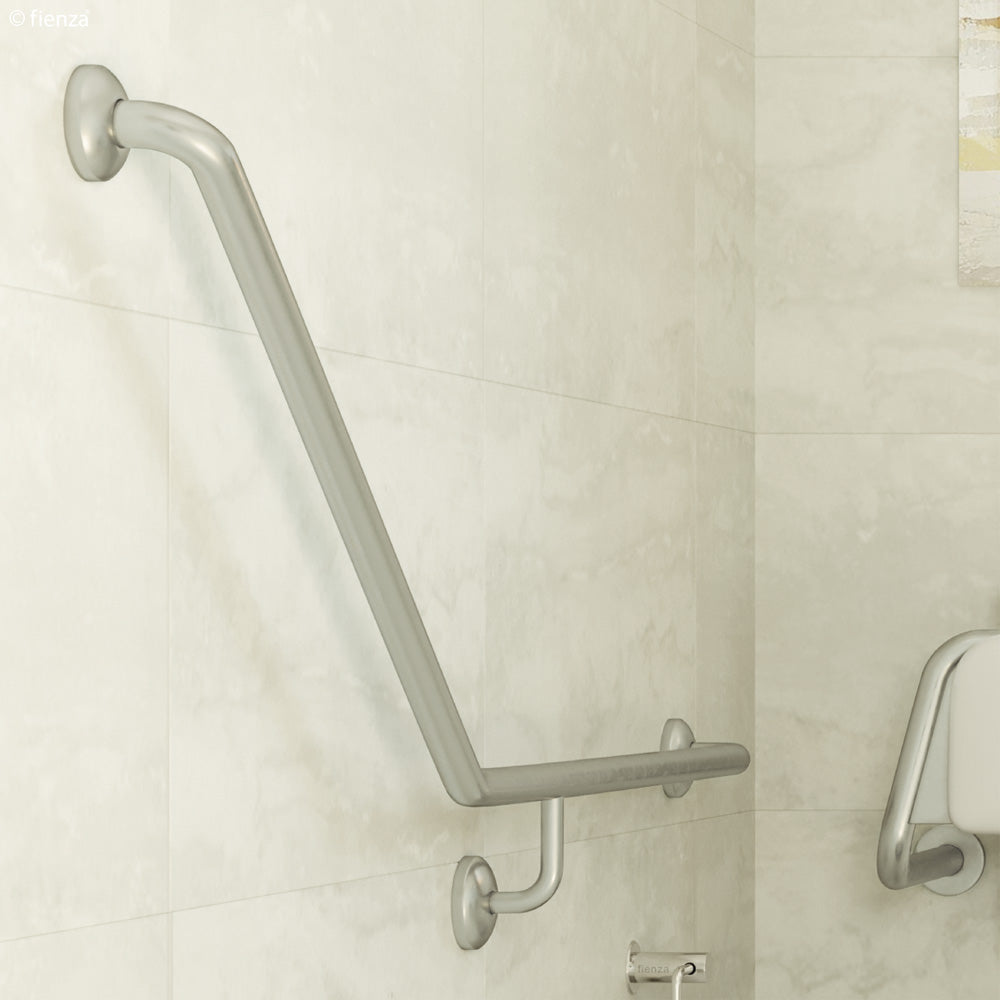 Care Accessible 40° Right-Hand Grab Rail, 900 X 700mm - Designer Bathware