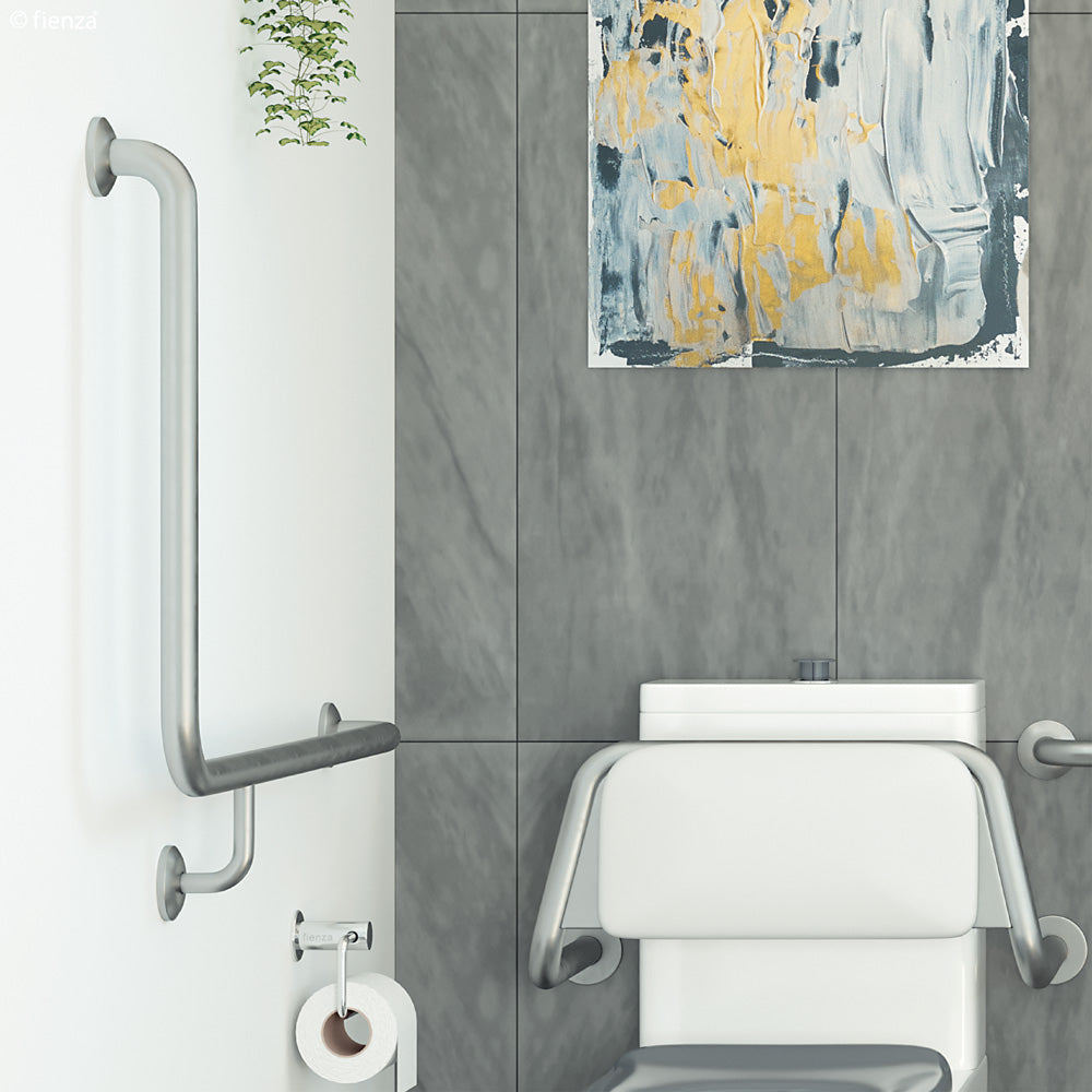 Care Accessible 90° Right-Hand Grab Rail, 960 X 600mm - Designer Bathware