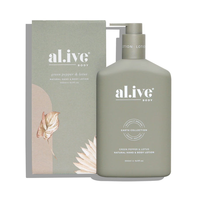 al.ive Hand & Body Lotion - Green Pepper & Lotus - Designer Bathware