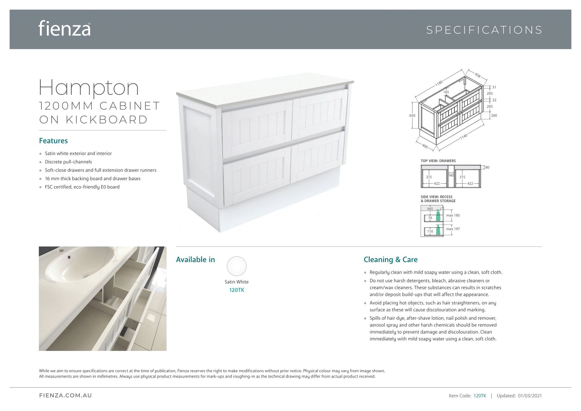 Joli Hampton on Kickboard Vanity 1200mm - Designer Bathware