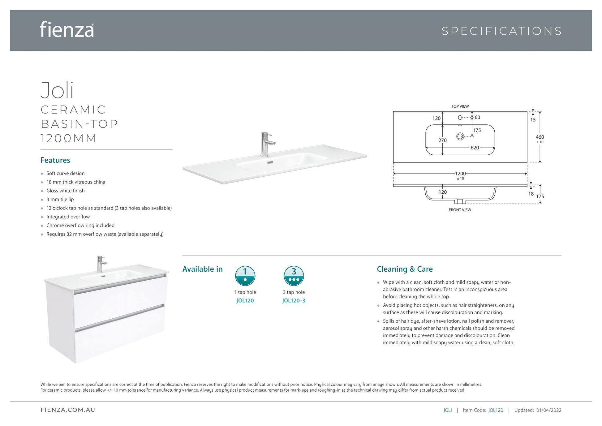 Joli Hampton on Kickboard Vanity 1200mm - Designer Bathware