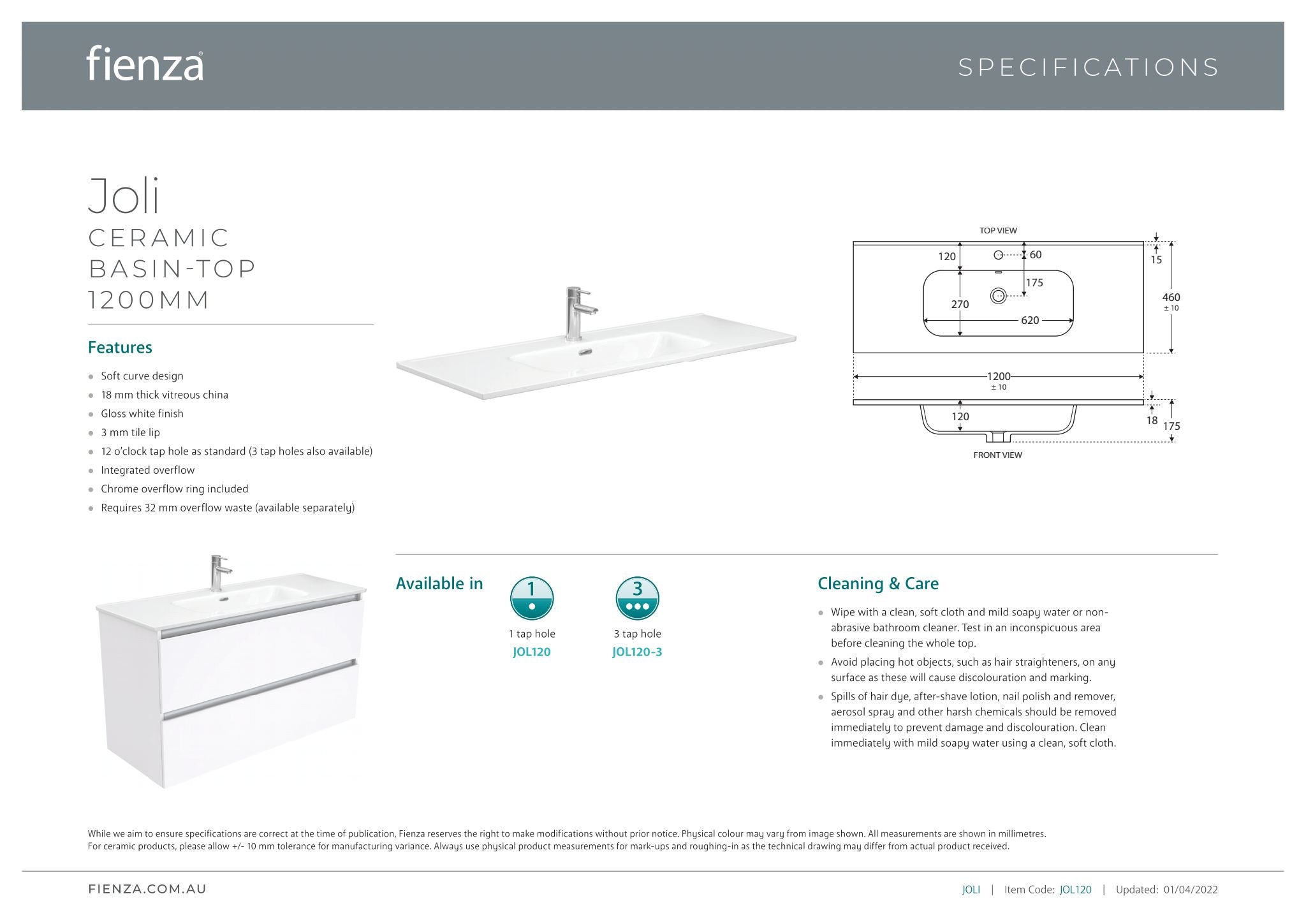 Joli Hampton on Kickboard Vanity 1200mm - Designer Bathware