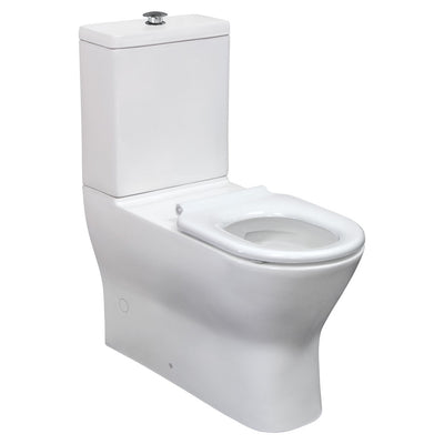 Delta Care Back-to-Wall Toilet Suite, White Seat, Raised Buttons