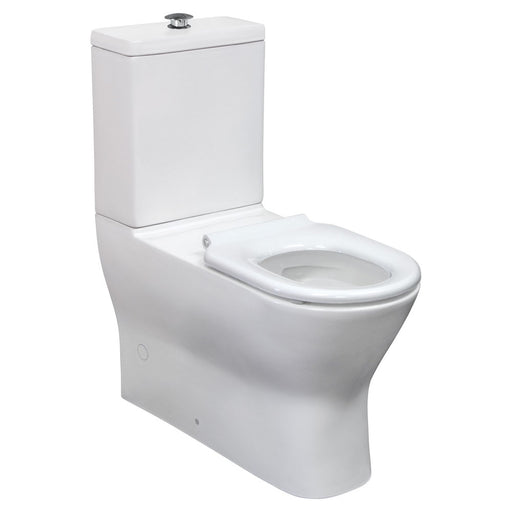 Delta Care Back-to-Wall Toilet Suite, White Seat, Raised Buttons - Designer Bathware