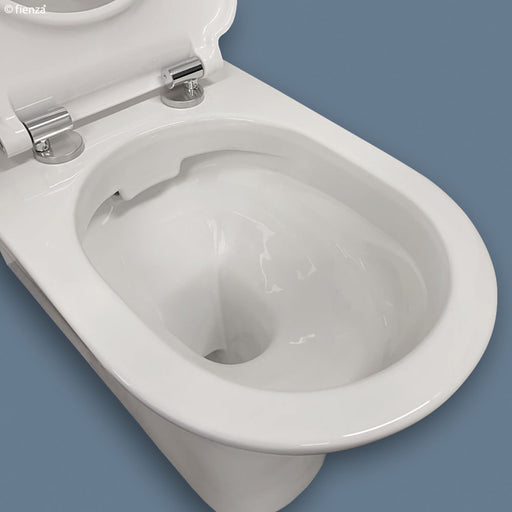 Delta Care Back-to-Wall Toilet Suite, White Seat, Raised Buttons - Designer Bathware