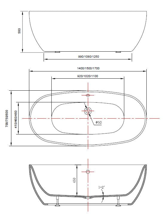 Lorenzo Freestanding 1500 Bath - Designer Bathware