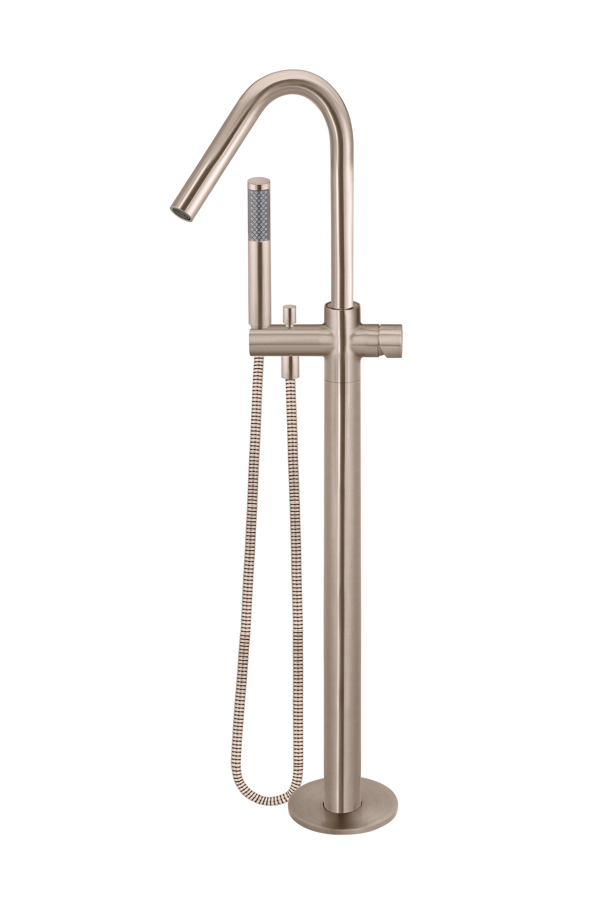 Round Pinless Freestanding Bath Spout And Hand Shower - Designer Bathware