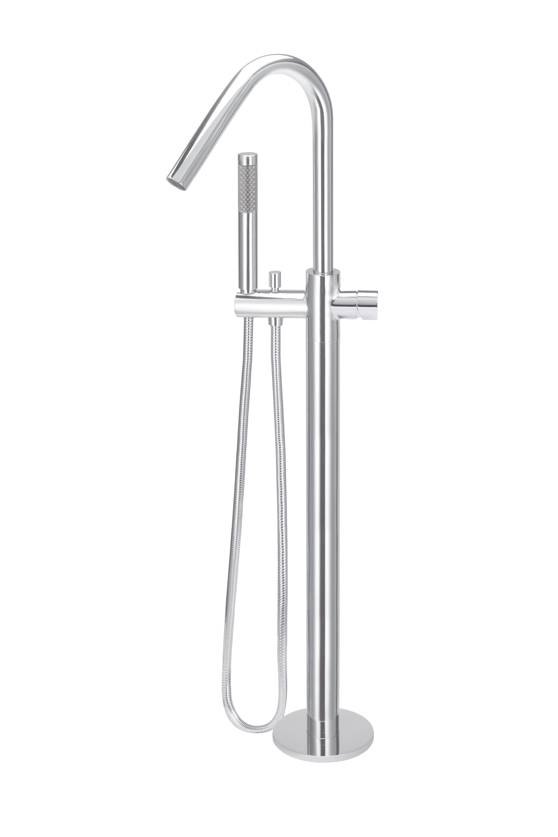 Round Pinless Freestanding Bath Spout And Hand Shower - Designer Bathware
