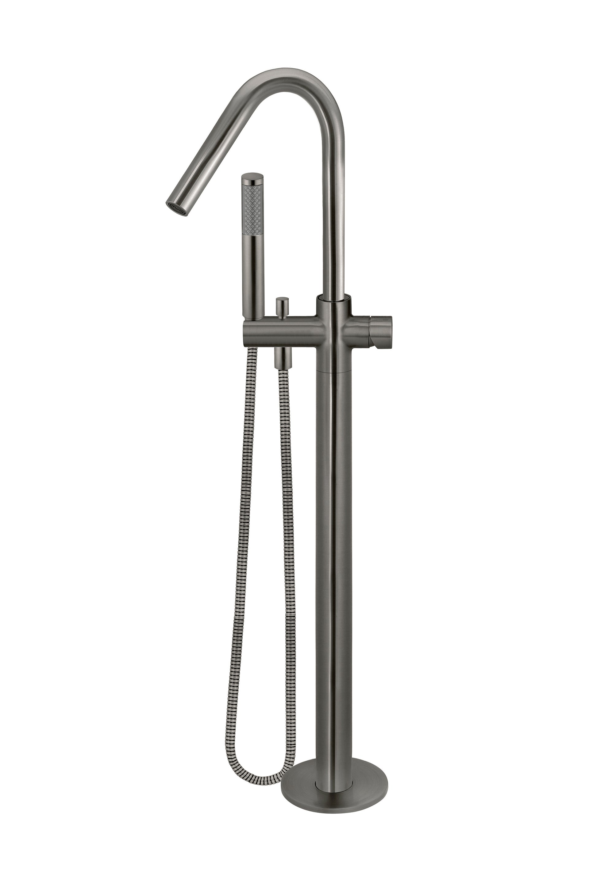 Round Pinless Freestanding Bath Spout And Hand Shower - Designer Bathware