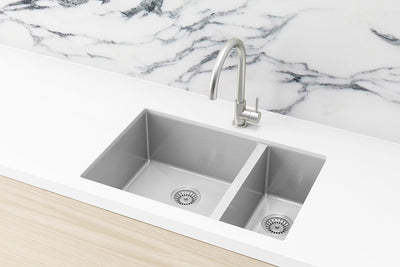 Meir Kitchen Sink - One and Half Bowl 670 x 440 - Brushed Nickel