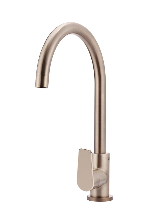 Round Gooseneck Kitchen Mixer Tap With Paddle Handle - Designer Bathware