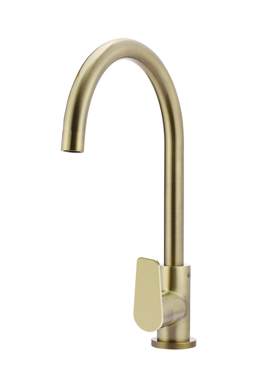 Round Gooseneck Kitchen Mixer Tap With Paddle Handle - Designer Bathware