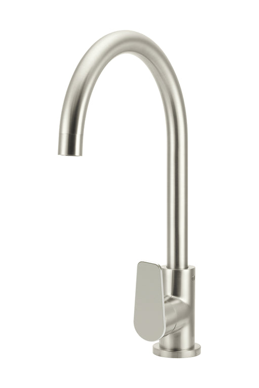 Round Gooseneck Kitchen Mixer Tap With Paddle Handle - Designer Bathware