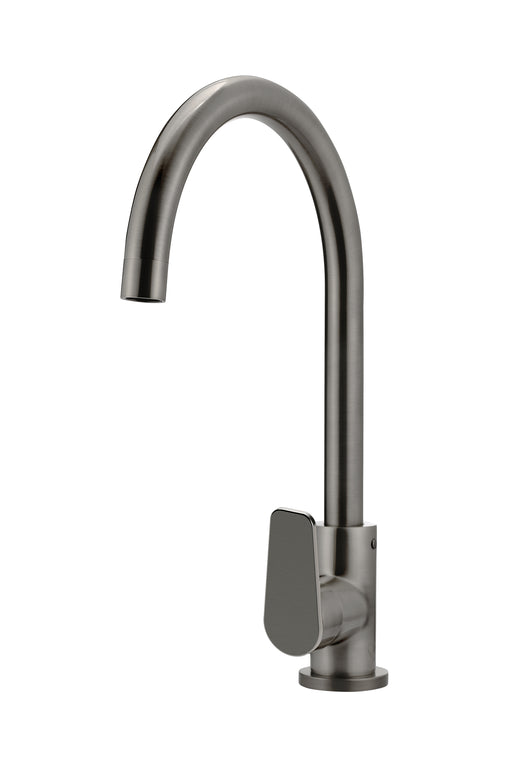 Round Gooseneck Kitchen Mixer Tap With Paddle Handle - Designer Bathware