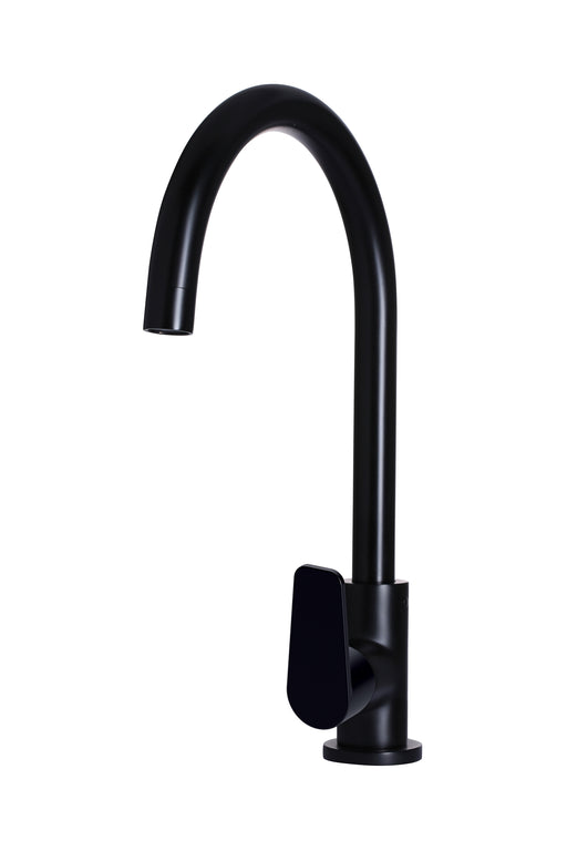 Round Gooseneck Kitchen Mixer Tap With Paddle Handle - Designer Bathware