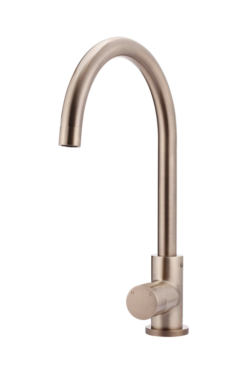 Round Gooseneck Kitchen Mixer Tap With Pinless Handle - Designer Bathware