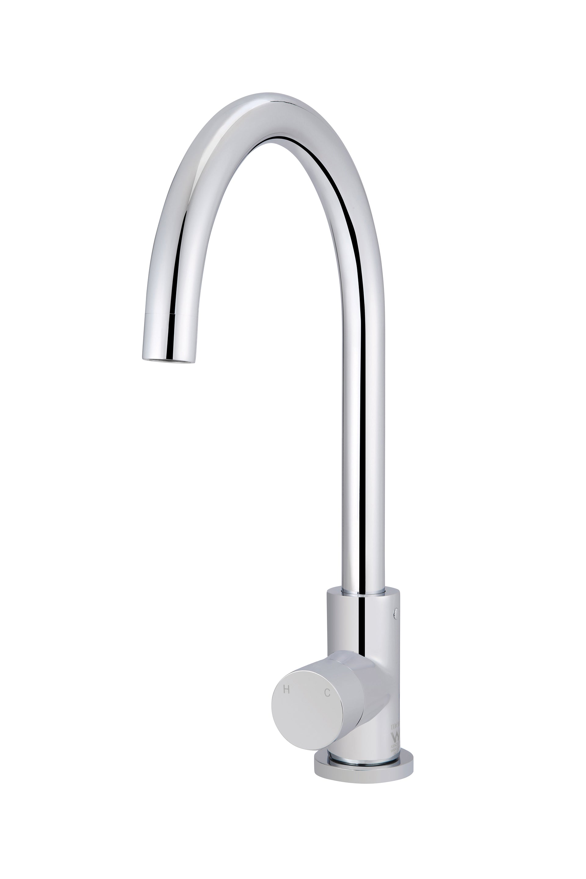 Round Gooseneck Kitchen Mixer Tap With Pinless Handle - Designer Bathware