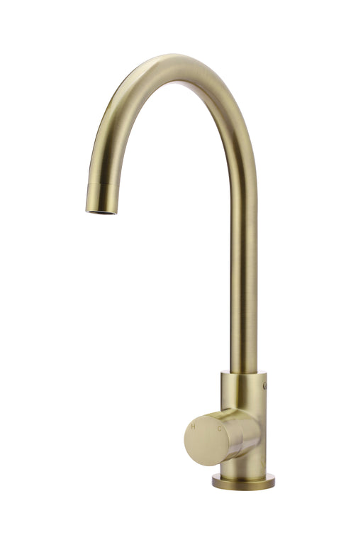 Round Gooseneck Kitchen Mixer Tap With Pinless Handle - Designer Bathware
