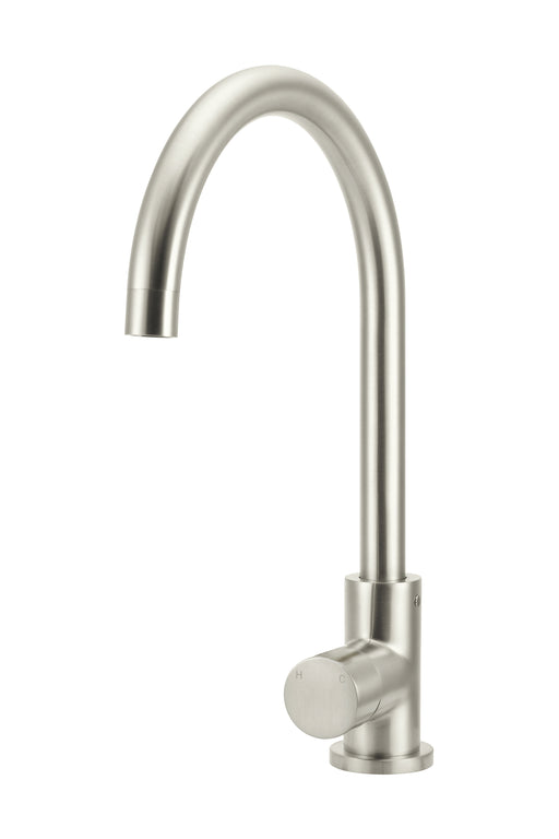 Round Gooseneck Kitchen Mixer Tap With Pinless Handle - Designer Bathware