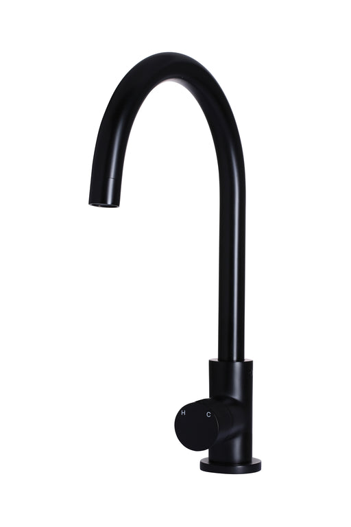 Round Gooseneck Kitchen Mixer Tap With Pinless Handle - Designer Bathware