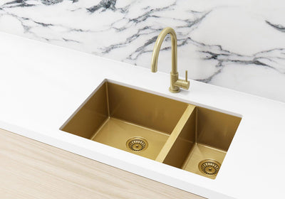 Meir Kitchen Sink - One and Half Bowl 670 x 440 - Brushed Bronze Gold