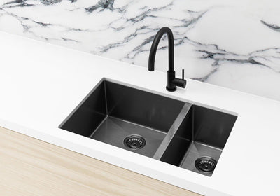 Meir Kitchen Sink - One and Half Bowl 670 x 440 - Brushed Gun Metal