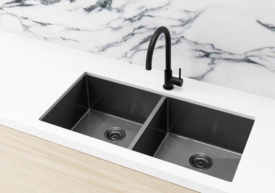 Meir Kitchen Sink - Double Bowl 860 x 440 - Brushed Gun Metal