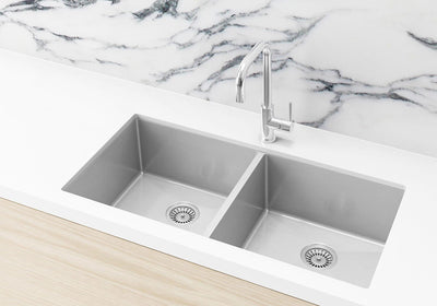Meir Kitchen Sink - Double Bowl 860 x 440 - PVD Brushed Nickel
